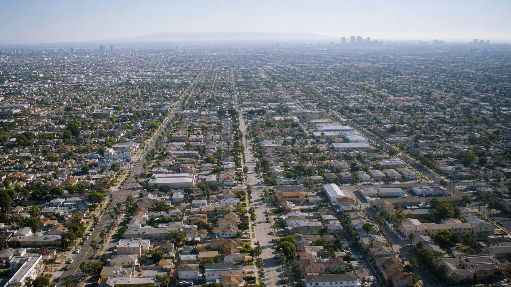 Aerial view of Los Angeles urban sprawl &mdash; Mello-Roos and transfer-tax due diligence