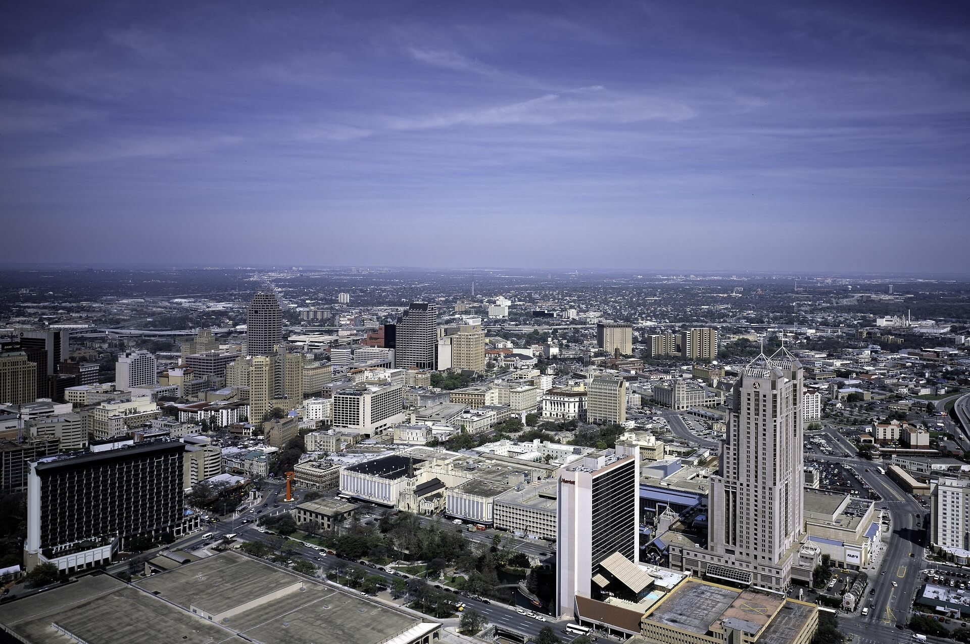 Downtown San Antonio skyline and Bexar County property records